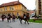 Riders in downtown Brasov