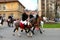 Riders in downtown Brasov