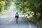 Riders strung out along road in long bike ride for charity