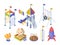 Rides playground color isometric set. Toy rocket obstacle course for kids slippers with wooden steps rainbow roof large