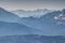 Ridges of Karwendel and Wetterstein above Isar valley in haze