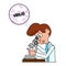 Ridiculous caricature the biologist looks in a microscope a vect