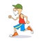 Ridiculous caricature the elderly man the running marathon.