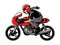 Riding bike cafe racer motorcycles vector illustration