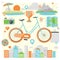 Riding a bike flat illustration