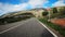 Riding empty asphalt winding road through mountains, Calpe, Spain. Cycling