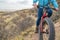 Riding fat mountain bike on a prairie