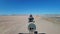 Riding a Quad in the Desert of Egypt. First-person view. Rides ATV bike.