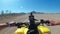 Riding a Quad in the Desert of Egypt. First-person view. Rides ATV bike.