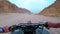 Riding a Quad in the Desert of Egypt. First-person view. Rides ATV bike.