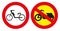 Riding on road signs on a moped is prohibited. Vector graphics