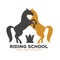 Riding school logotype with black and brown horses