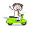 Riding Scooter - Office Businessman Employee Cartoon Vector Illustration