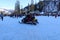 Riding snow scootering winter season