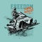 Riding snowmobile racing competition, vector illustration