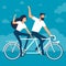 Riding a tandem bike