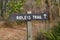 Ridleys Trail hiking directional sign on Chesser Island in the Okefenokee Swamp