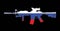 Rifle with Russian flag painted on, isolated on black background