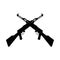 Rifles weapons crossed silhouettes isolated icons