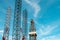 Rig Drilling platform on blue sky background