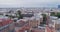 Riga city Drone flight, buildings living houses, center block of flats