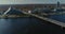 Riga city Old Down Town Autumn Drone Flight TV tower bridges daugava river Library