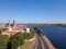 Riga city with old town, bridges and river Daugava