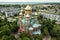 Riga City white and blue Church, Cathedral Summer time Drone Blocks of flats