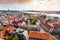 Riga cityscape over old town at sunset