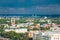 Riga, Latvia. Aerial Cityscape In Sunny Day. Top View Of Landmar