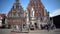 Riga - Latvia, JUNE 17, 2016:Monument to Roland at Town Hall Square against the background House of the Blackheads of