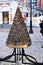 Riga, Latvia, November 2019. Bronze monument of the world`s first Christmas tree.