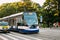 Riga, Latvia. Public modern tram with the number of the sixth route