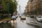 Riga, October 4, 2017: Various cars and taxis drive along the road.