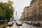 Riga, October 4, 2017: Various cars and taxis drive along the road.