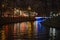 Riga`s City Canal by night with the city lights reflecting in the water