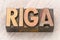 Riga word abstract in wood type
