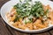 Rigatoni with arugula and shrimp