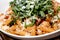 Rigatoni with arugula and shrimp