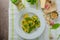 Rigatoni with garlic and herbs pesto