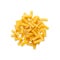 Rigatoni pasta on white background.