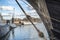 Rigging of an old pirate ship in the port of Torrevieja, Alicante, Spain 2019