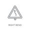 Right bend sign linear icon. Modern outline Right bend sign logo
