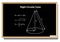 Right circular cone formula on black board. shape in mathematic. Blackboard