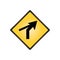 Right curve out intersection warning. Vector illustration decorative design