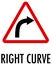 Right curve sign on white background