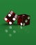 Right handed casino dice on green