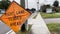 Right lane closed sign on Florida Ave cloudy day and traffic