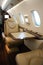 Right part of business jet cabin