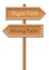 Right Path Wrong Path Wooden Guidepost